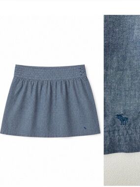 Abercrombie Fitch Chambray Mini Skirt Blue A-Line Cotton Size 4 Casual